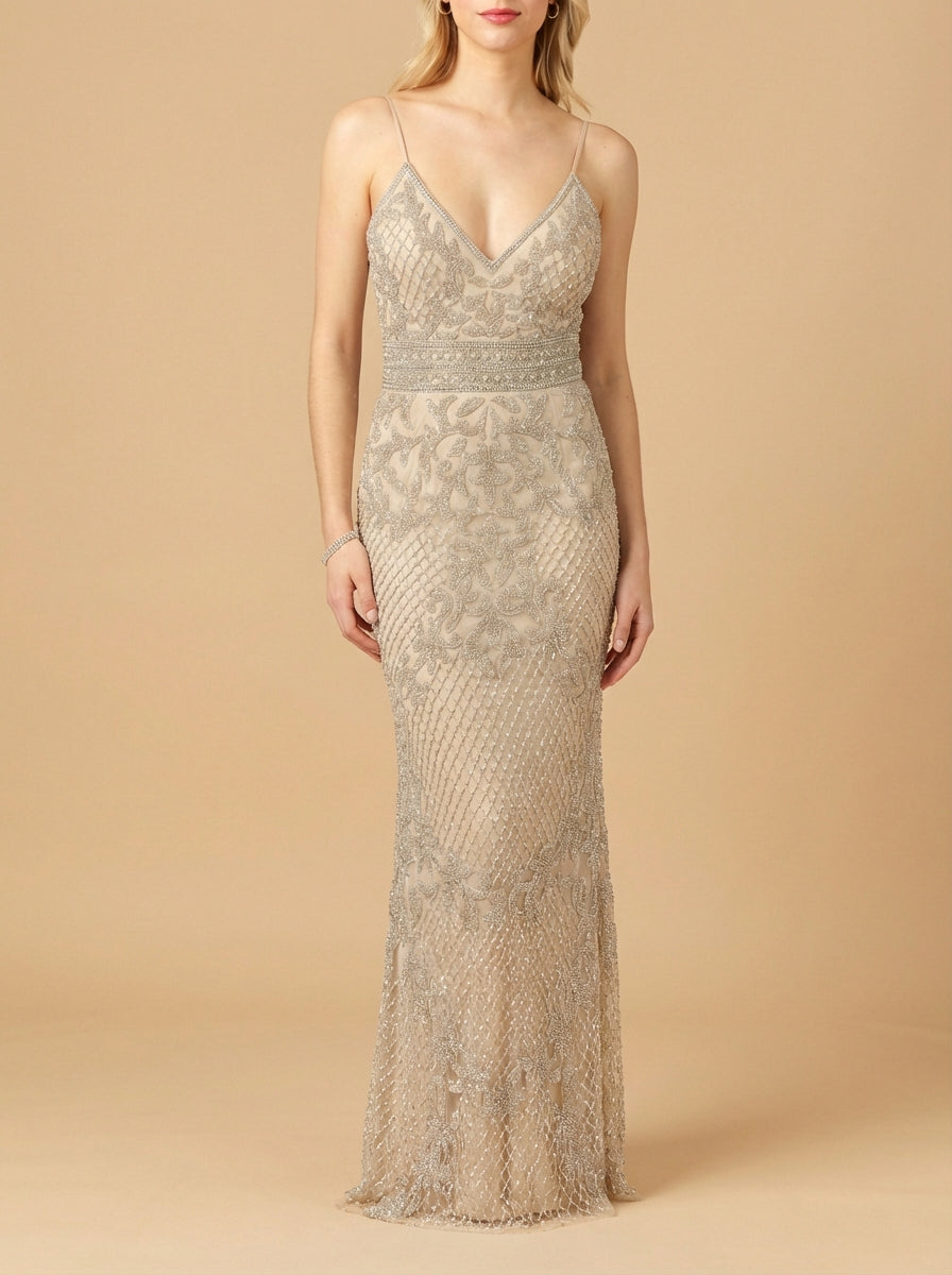 Body Con V-neck Beaded Dress
