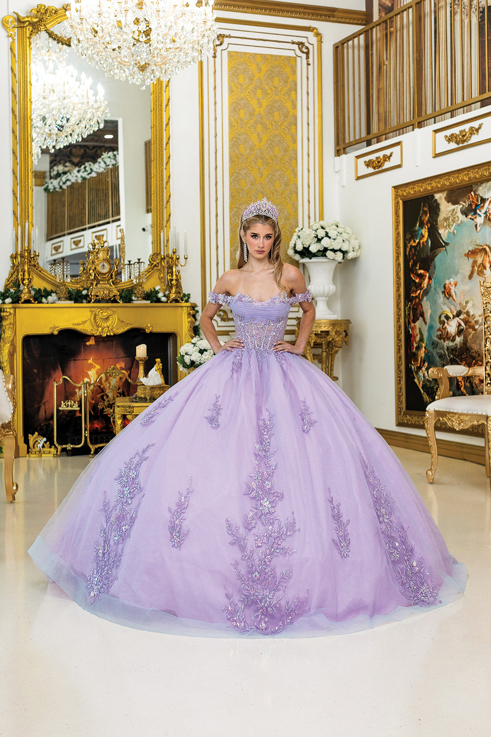 Dancing Queen 5011 Long Quinceanera Dress Lilac / Small Dancing Queen 5011 Long Quinceanera Dress Lilac / Small