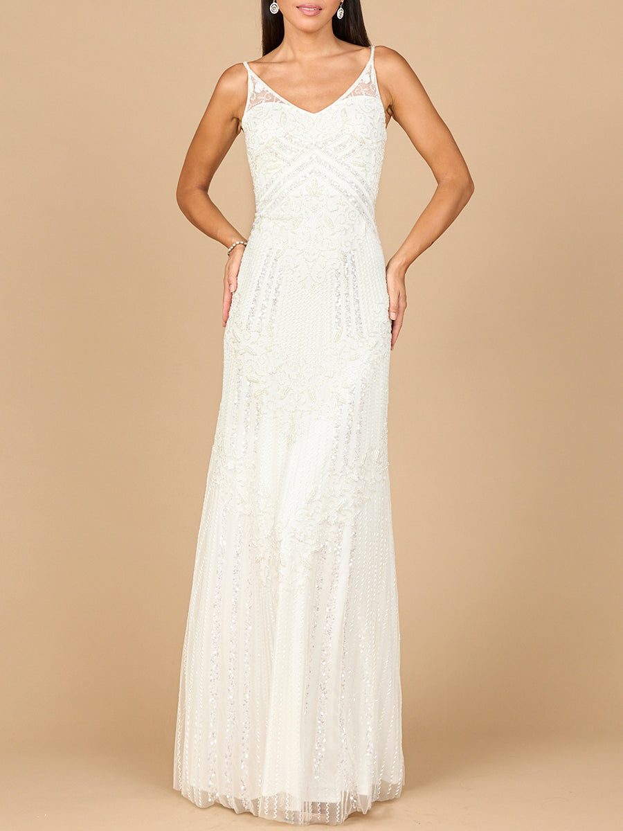Lara Women's Beaded Gown with Cowl Back