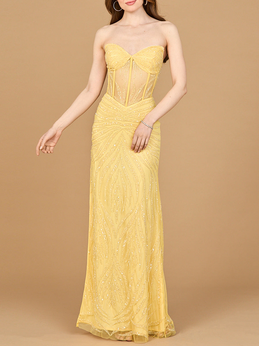 Beaded Corset Prom Dress with Slit – SARAH FASHION