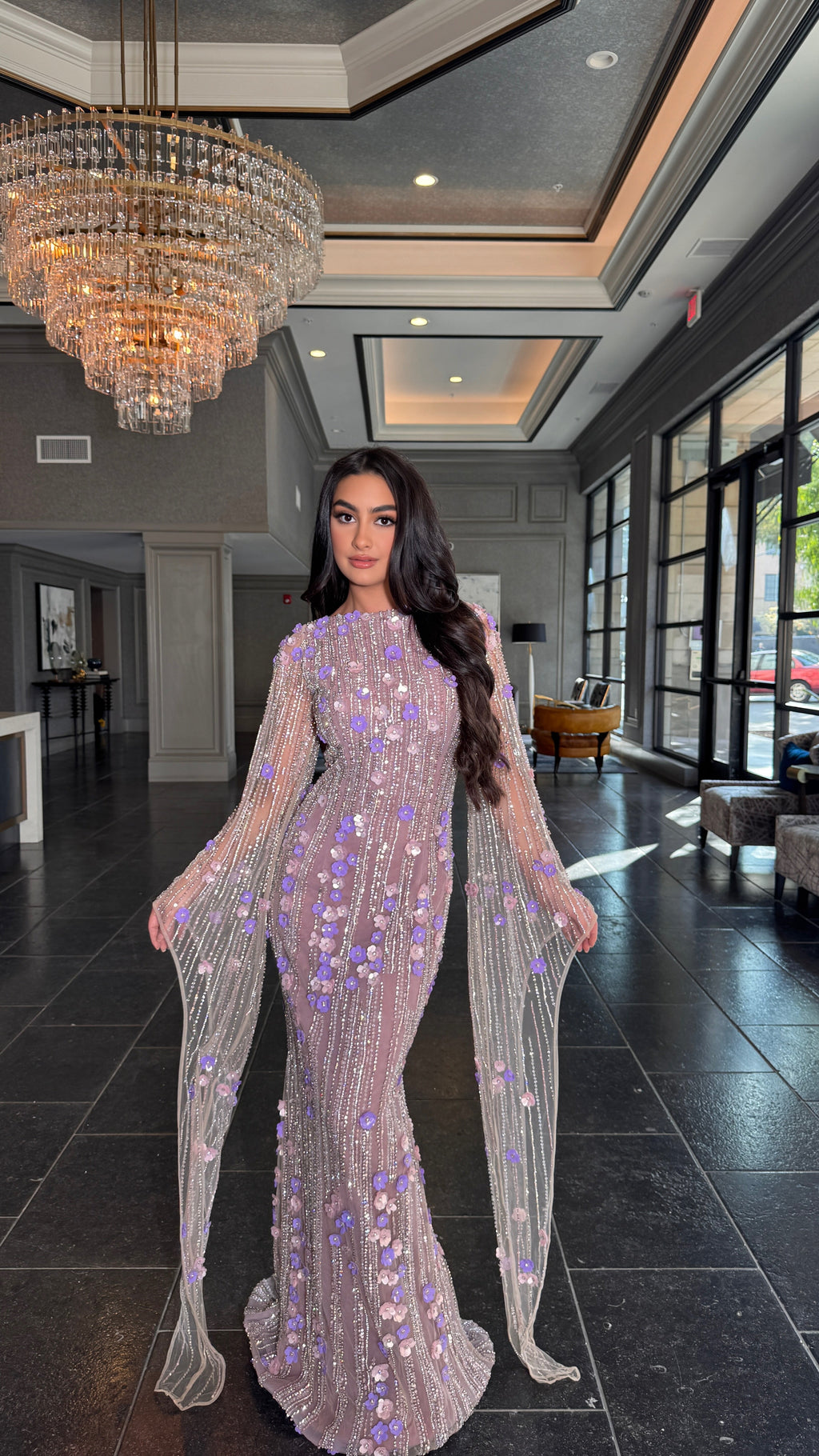 fitted lace wedding dress Modest Long Sleevess V-Neck Princess Prom Party Gowns