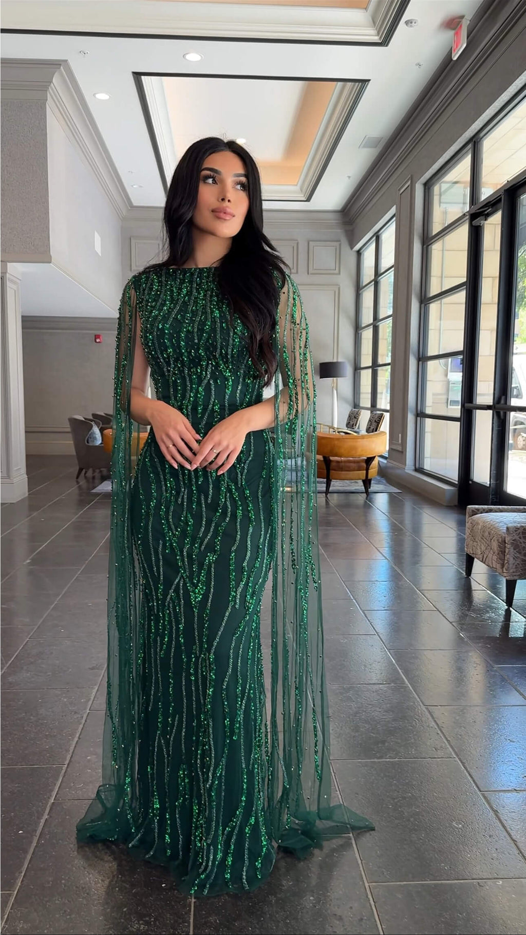 modest sequin dress Imara Embellished Maxi Depending on your height Glamorous Modest Hijab-Style Green Sequin