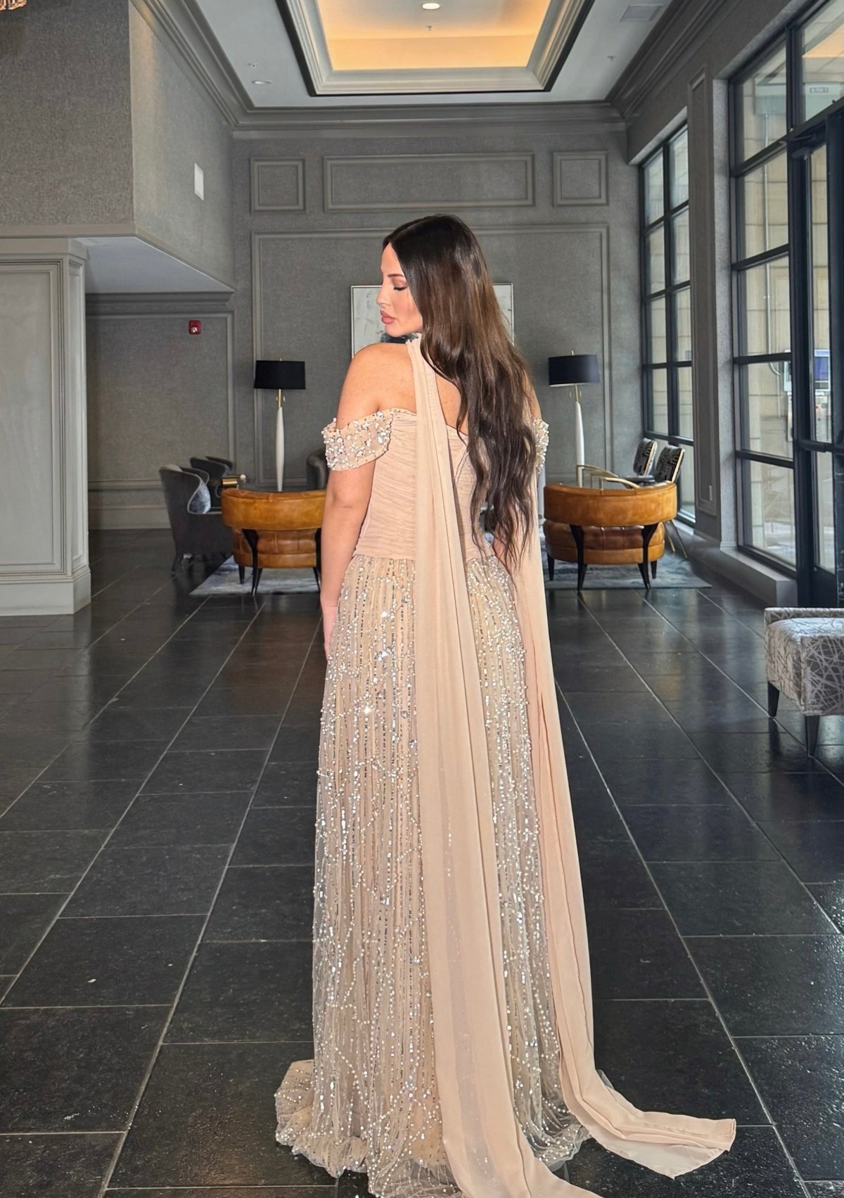 Mayssa Corset Off Shoulder Versitle Sequin Embellished Modest Evening – SARAH FASHION