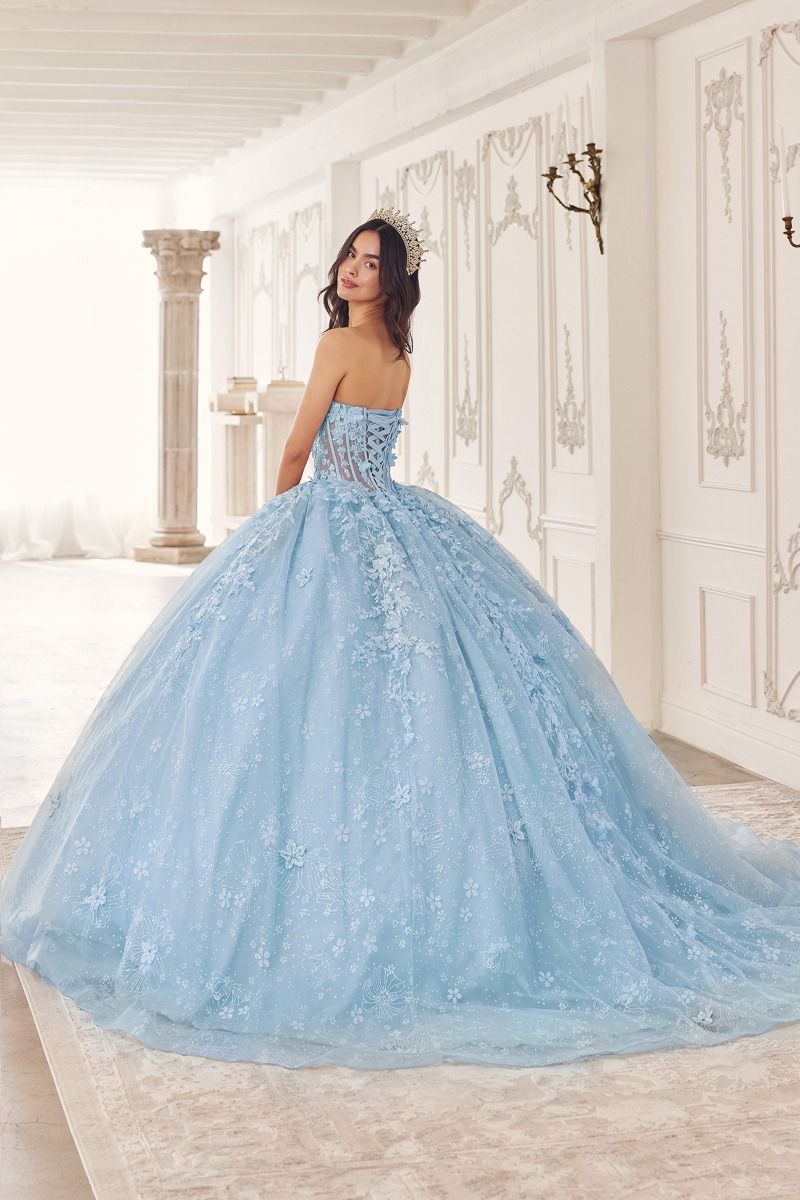 15719 FLORAL QUINCEANERA BALL GOWN WITH CAPE