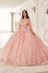 15719 FLORAL QUINCEANERA BALL GOWN WITH CAPE