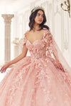 15719 FLORAL QUINCEANERA BALL GOWN WITH CAPE