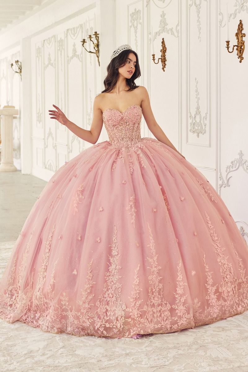 15723 STRAPLESS QUINCEANERA BALL GOWN WITH REMOVABLE