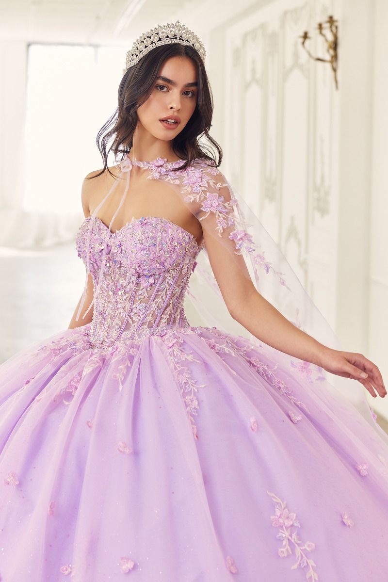 15723 STRAPLESS QUINCEANERA BALL GOWN WITH REMOVABLE