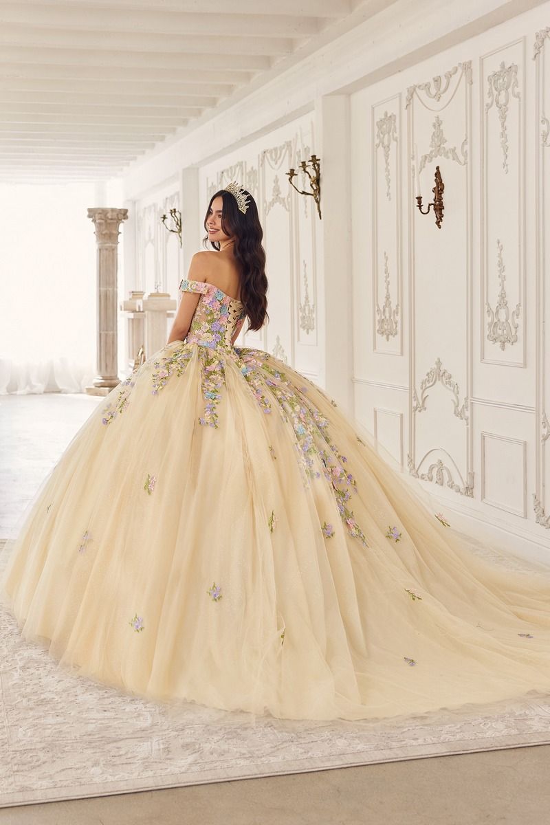 15724 MULTI COLORED FLORAL BALL GOWN