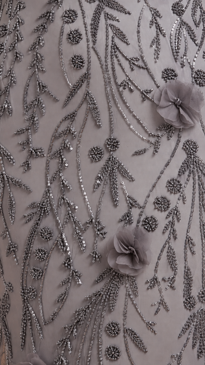 Lara Beaded Midi Dress with 3-D Florals | 28830