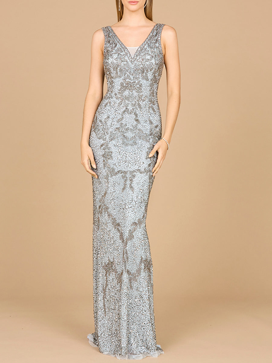 Cowl Back Classy Beaded Dress