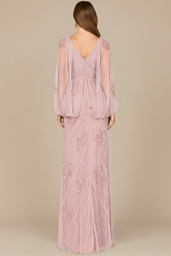 Beaded Cape Sleeve Dress