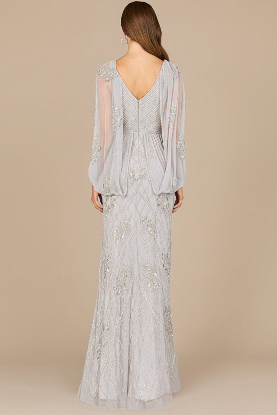 Beaded Cape Sleeve Dress