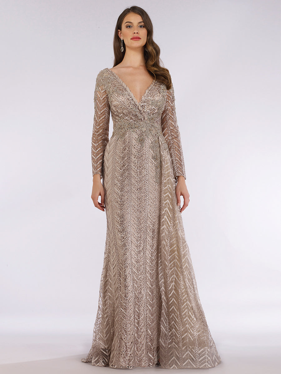 Lara 29620 - Lace Skirt Overlay Dress OUTLET 4 / Khaki Lara 29620 - Lace Skirt Overlay Dress OUTLET 4 / Khaki