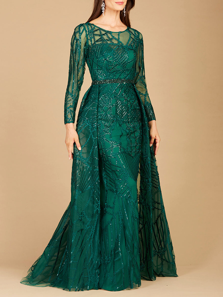 Lara 29633 - Gorgeous Overskirt Dress with Long Sleeves