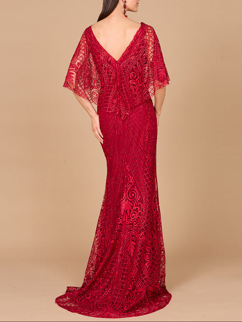 Cape Sleeve Mermaid Gown | 29673