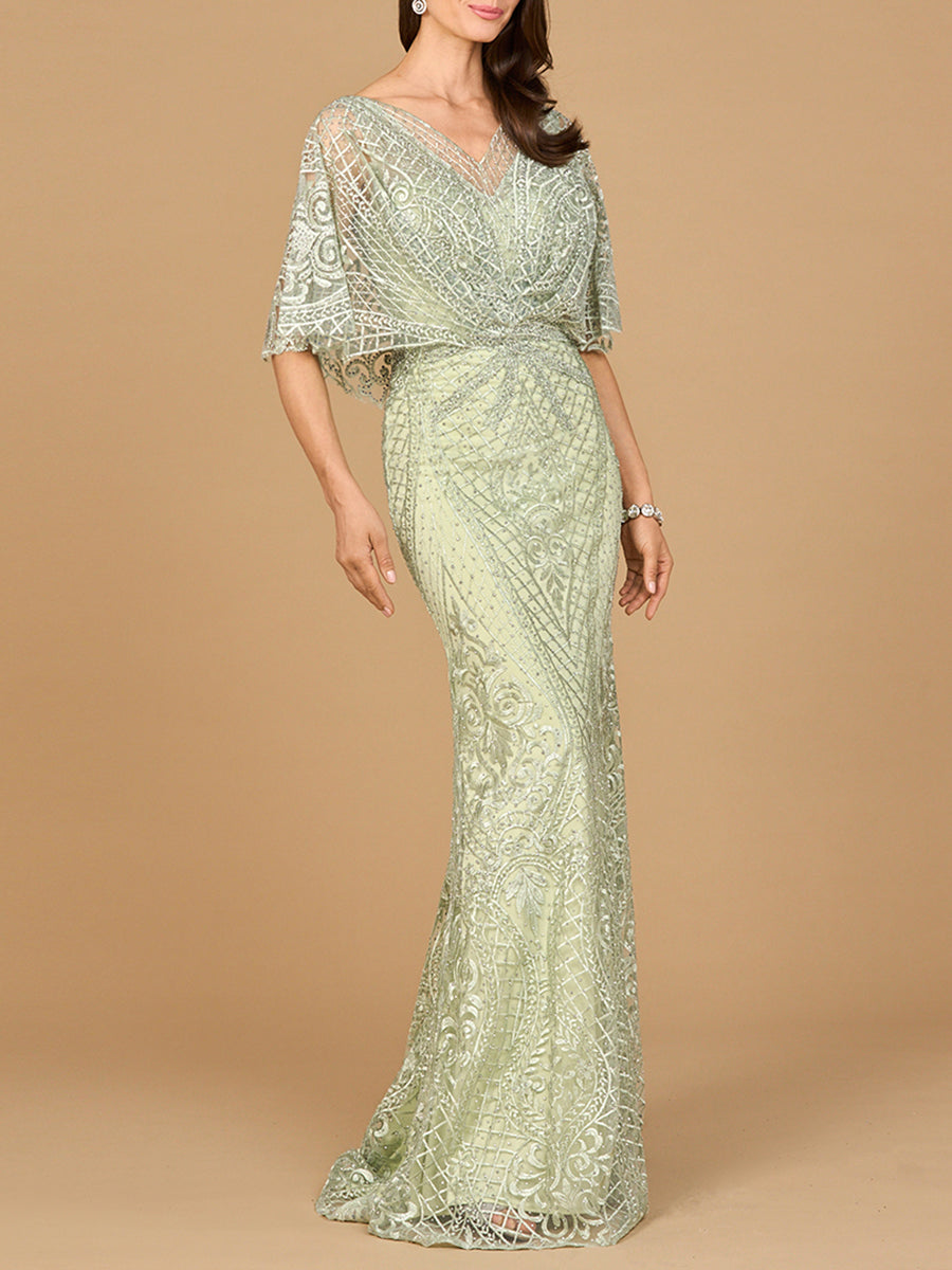 Cape Sleeve Mermaid Gown | 29673