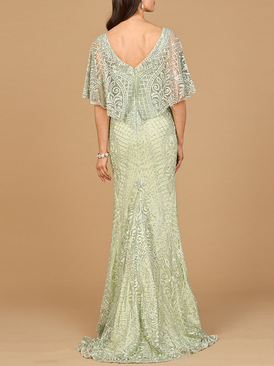 Cape Sleeve Mermaid Gown | 29673