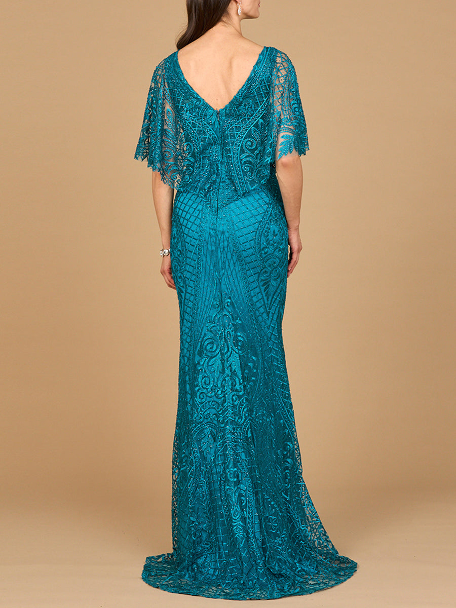 Cape Sleeve Mermaid Gown | 29673