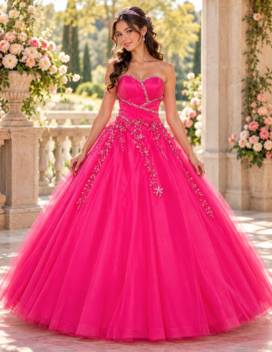 CLEARANCE - Juliet 301 Poofy Quinceanera Tulle Dress A-Line Strapless Beading