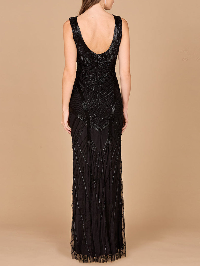 Lara 33552 - Fitted Dress With Tonal Beading