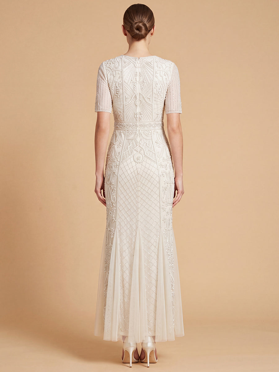 Embellished Bridal Gown with Cape Sleeves | 51221