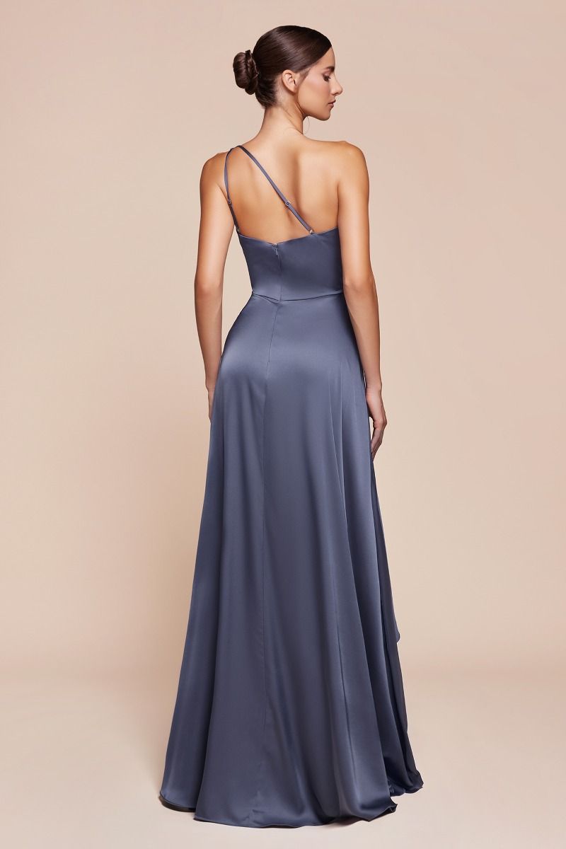 7450 ONE SHOULDER SATIN A-LINE DRESS