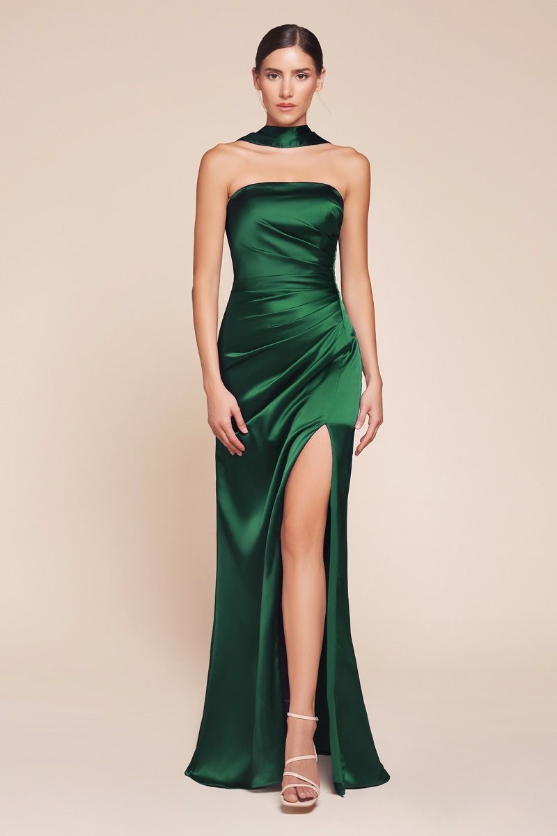 7451 STRAPLESS SATIN DRESS & SASH