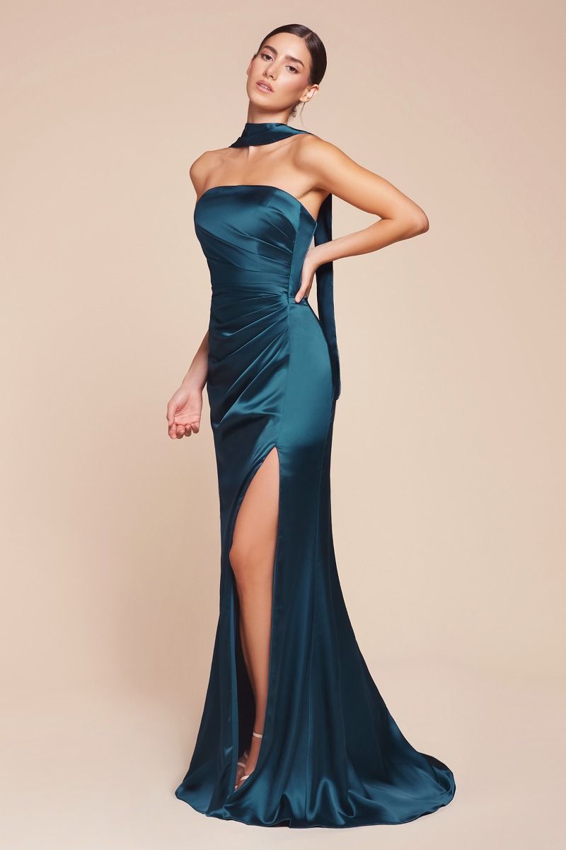 7451 STRAPLESS SATIN DRESS & SASH