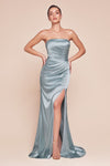 7451 STRAPLESS SATIN DRESS & SASH