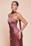 7451 STRAPLESS SATIN DRESS & SASH