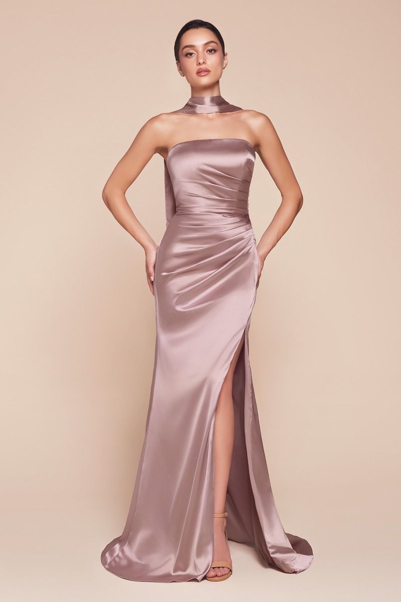 7451 STRAPLESS SATIN DRESS & SASH