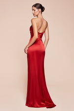 7451 STRAPLESS SATIN DRESS & SASH