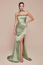 7451 STRAPLESS SATIN DRESS & SASH