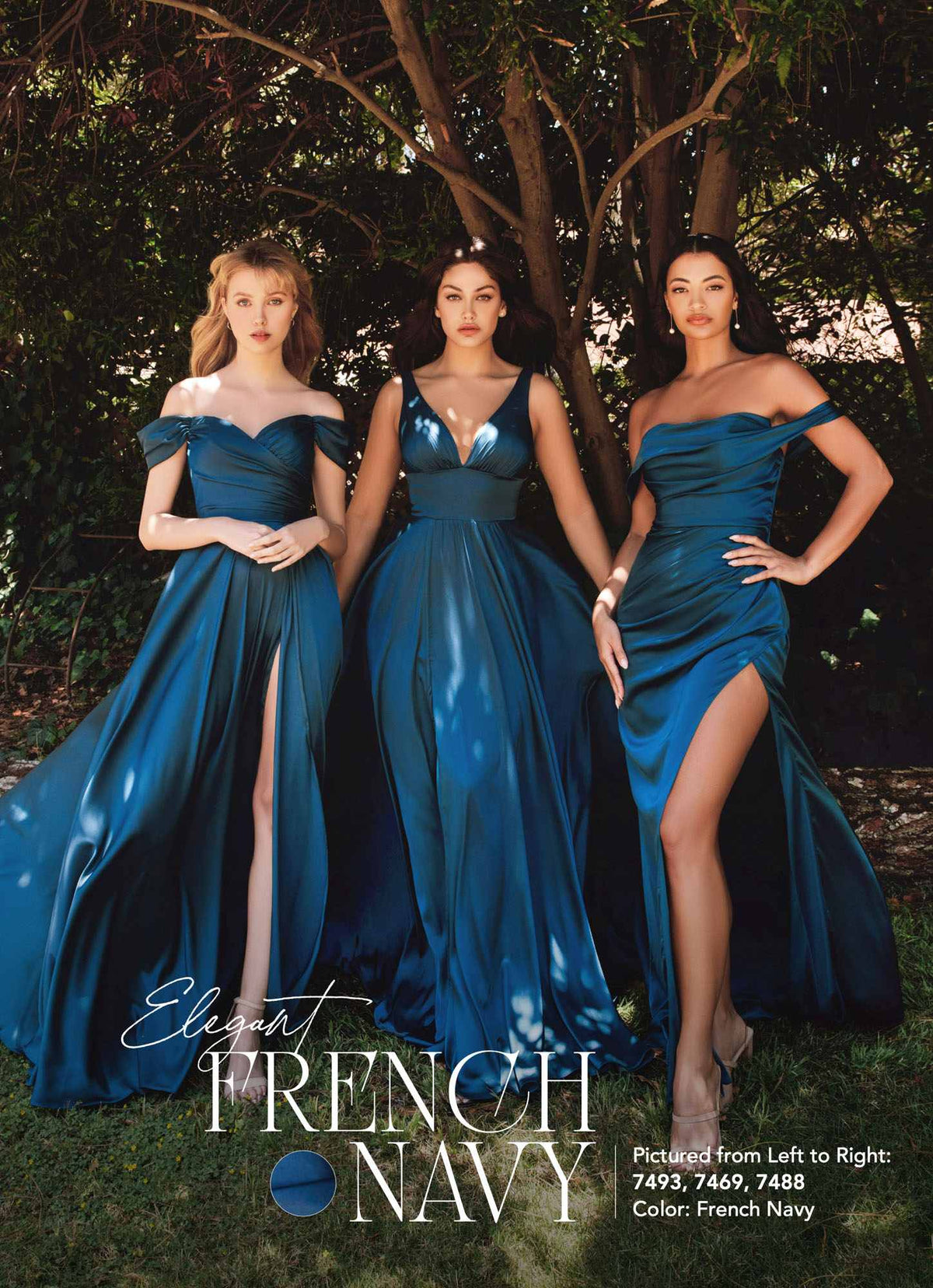 Cinderella Divine 7488 Long Column Satin Formal Dress Gathered