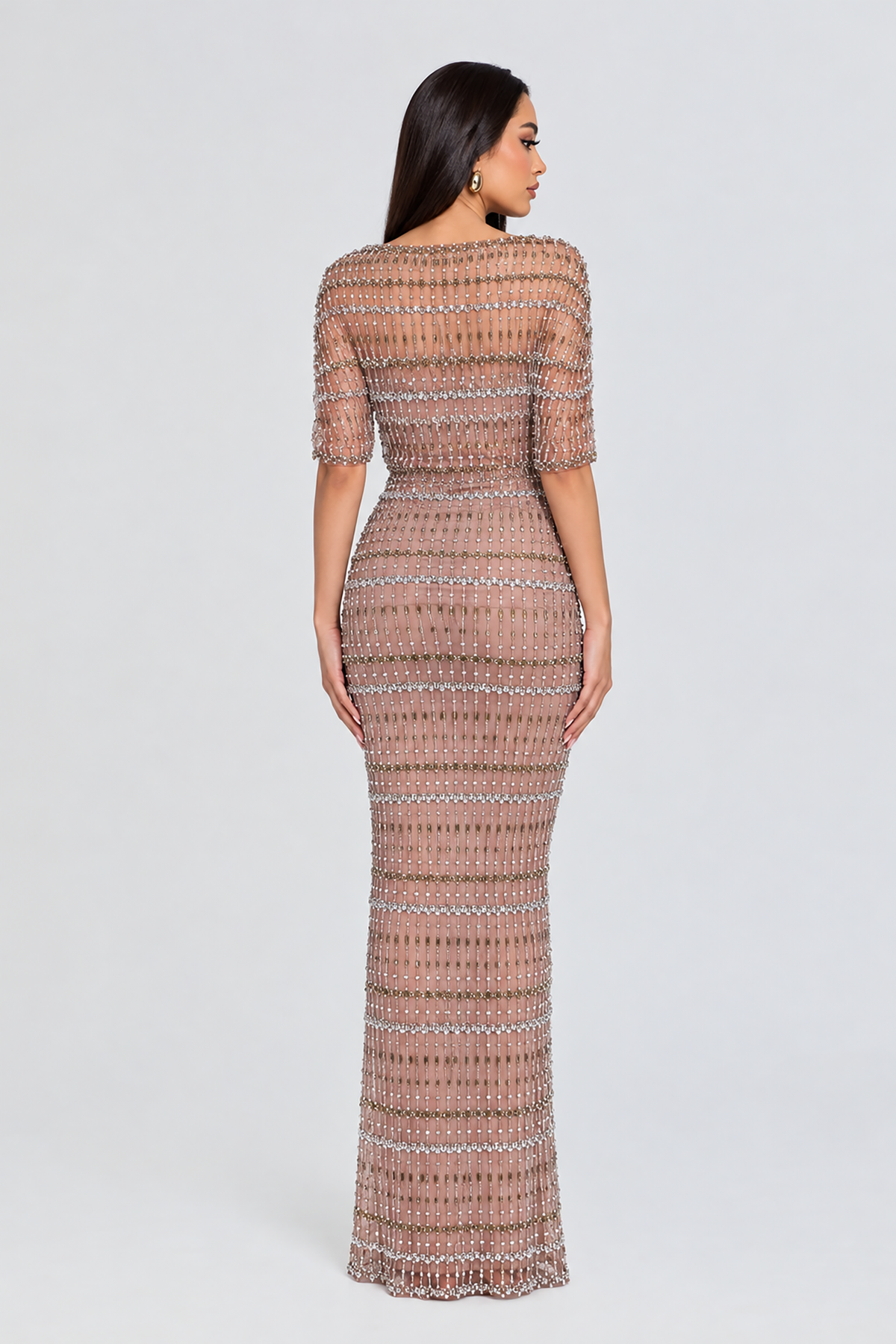 Amaliah Fitted Two Piece Shawl Beaded Gown