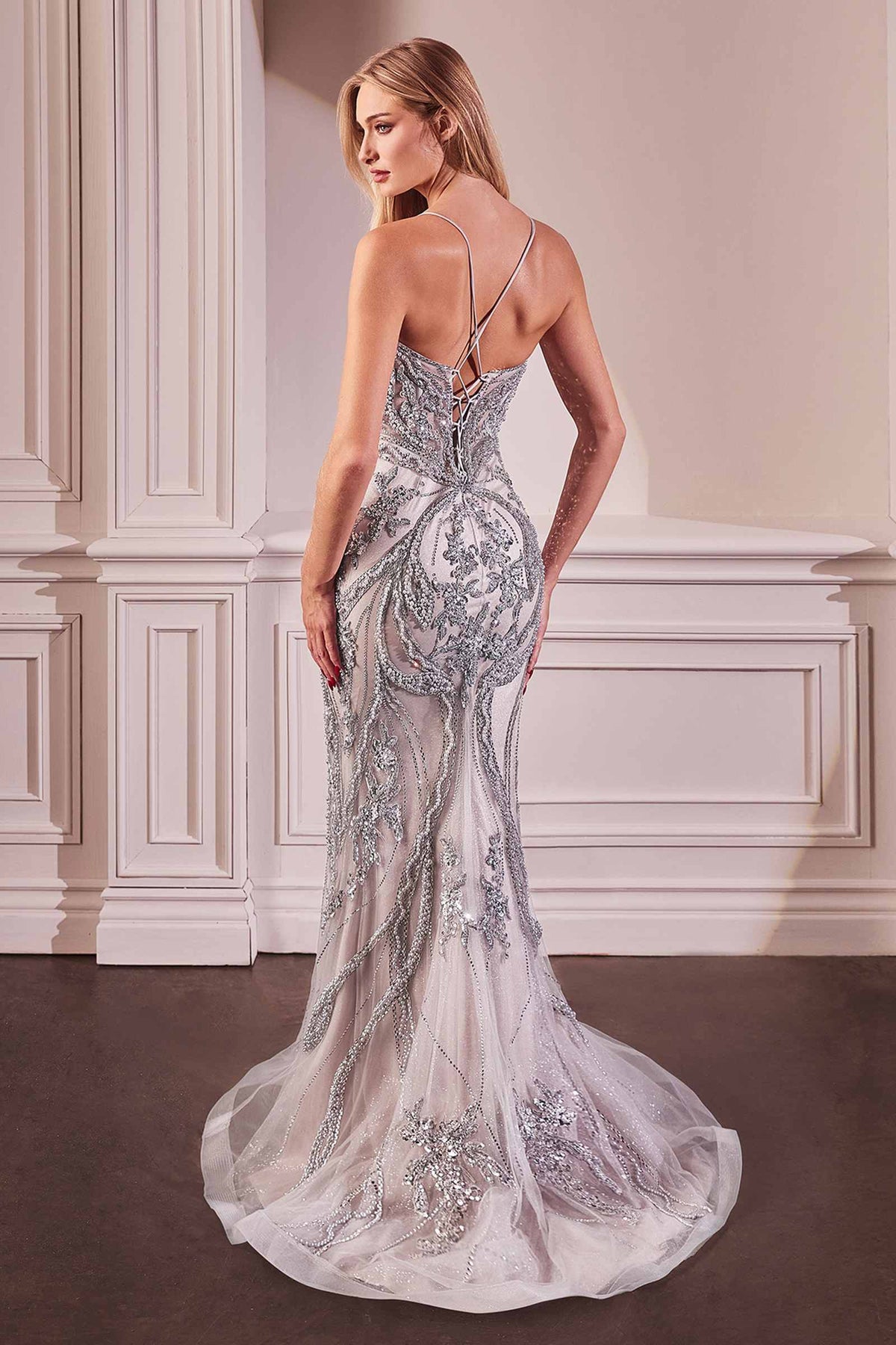 Ladivine CC0240 Dress Pearl Embellished Fit & Flare Gown