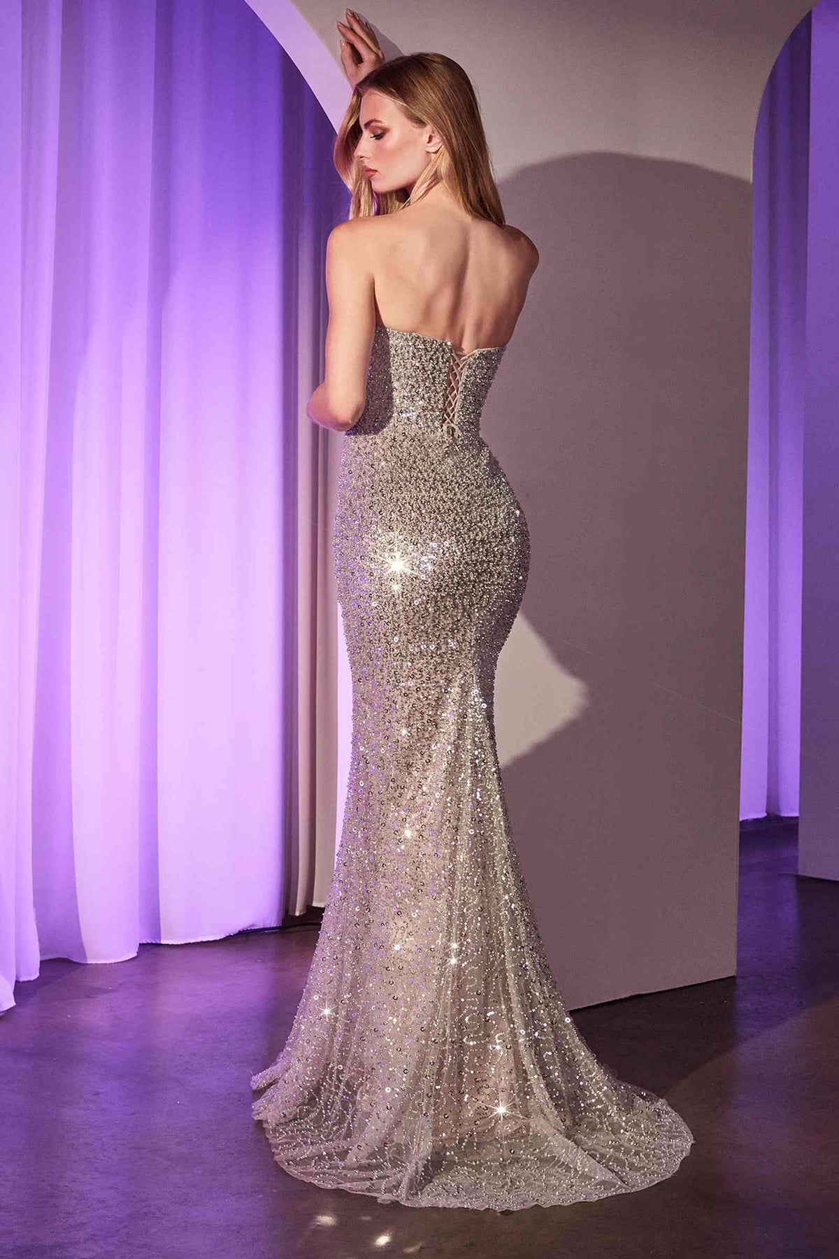 Ladivine CC385 Dress Fully Beaded Strapless Gown
