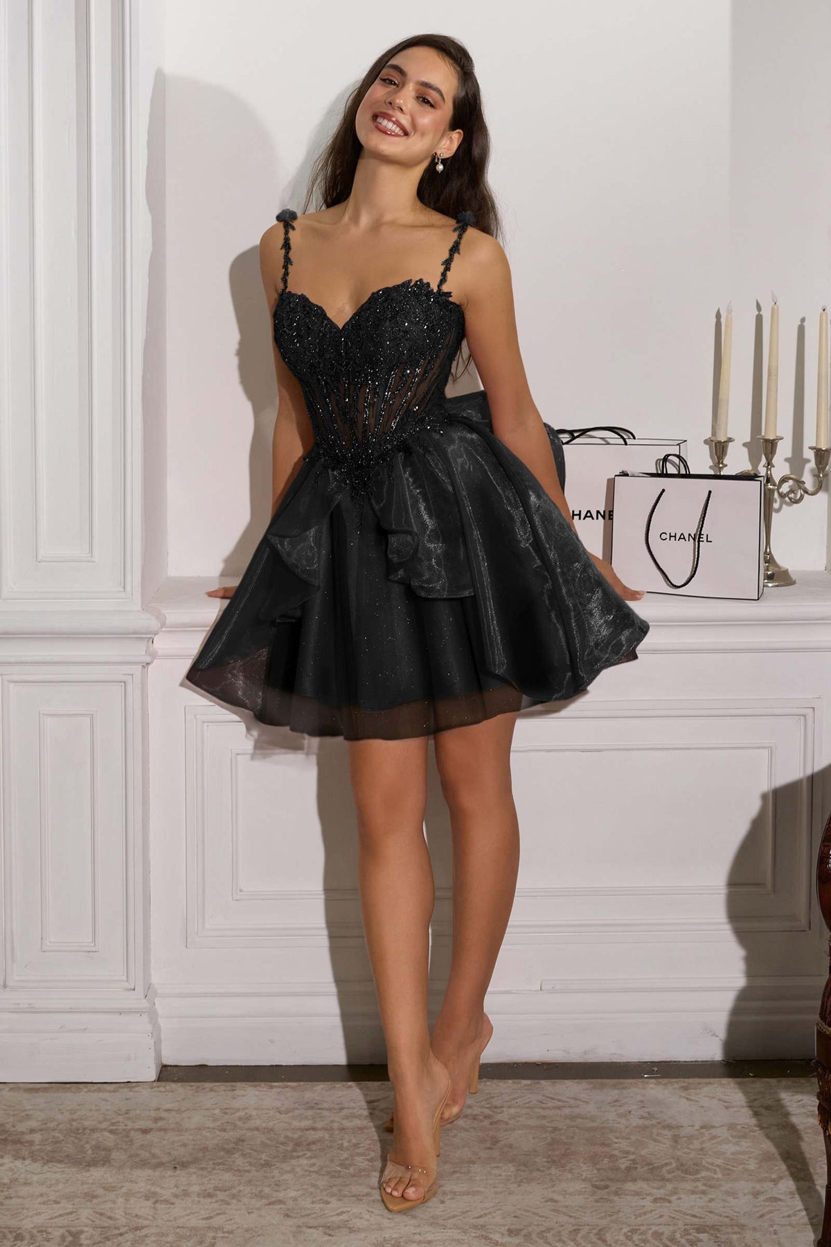 Ladivine CD0248 Organza Short Homecoming Party Dress