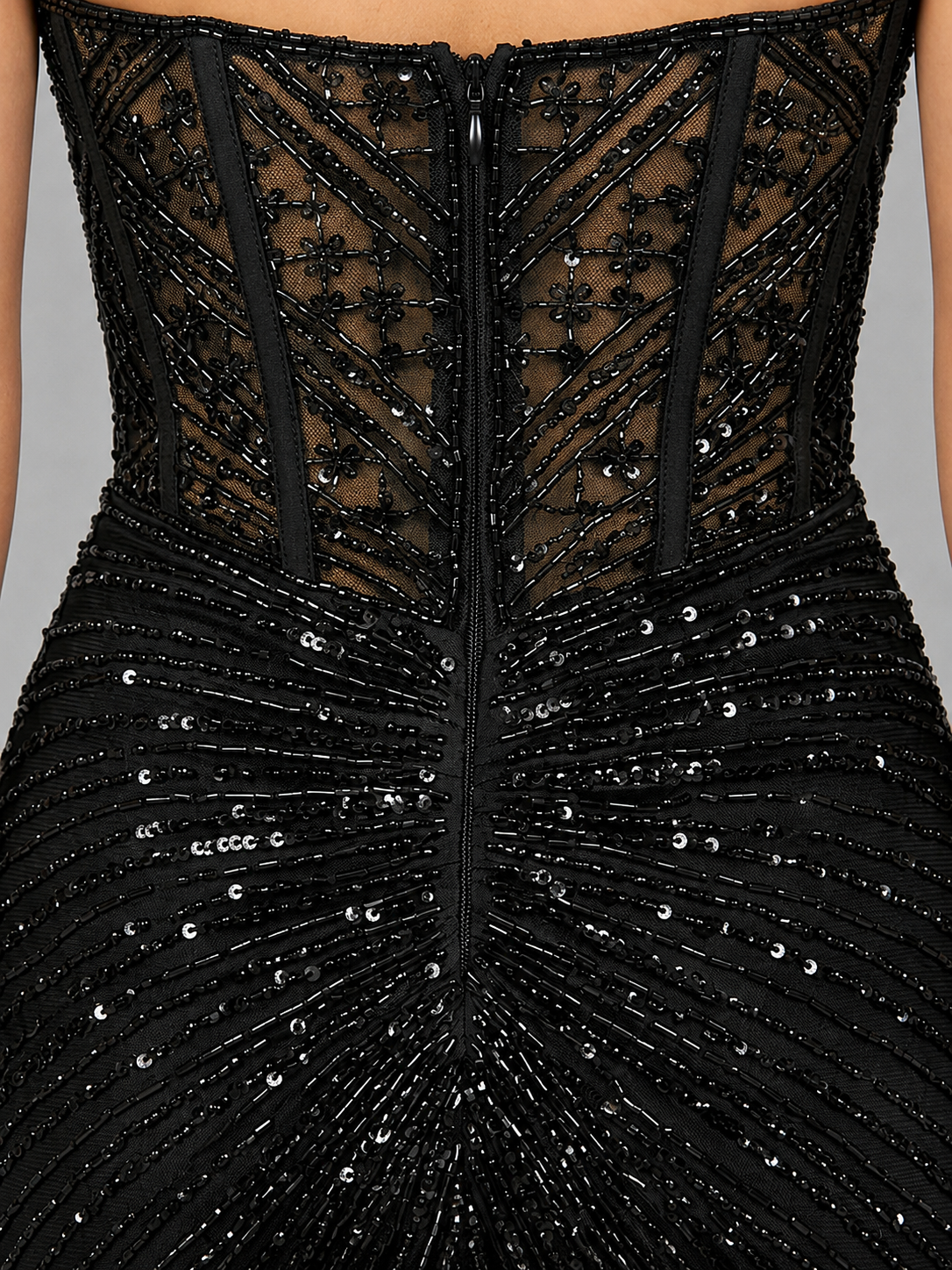Embellished Strapless Gown with Slit | 9953