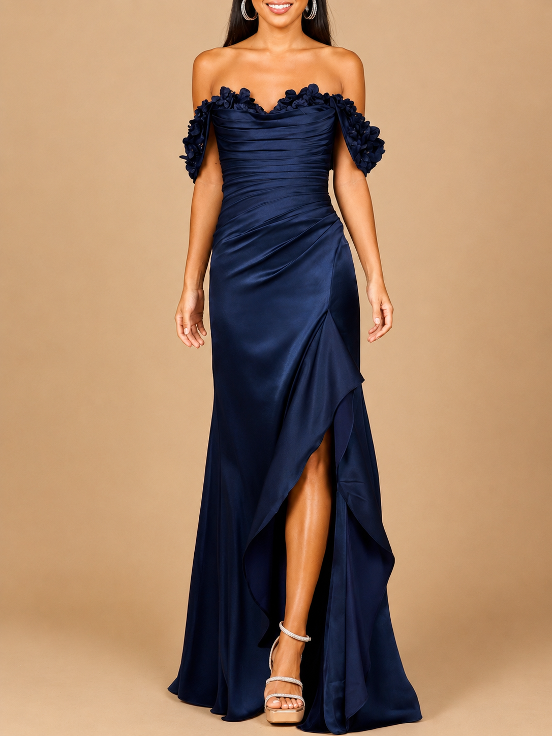 Off Shoulder Crepe Gown | 28916