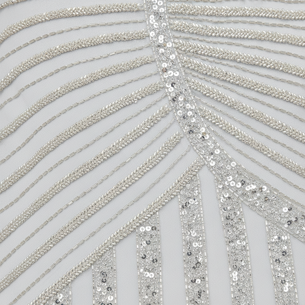 Long Sleeve Linear Beaded Gown | 28953
