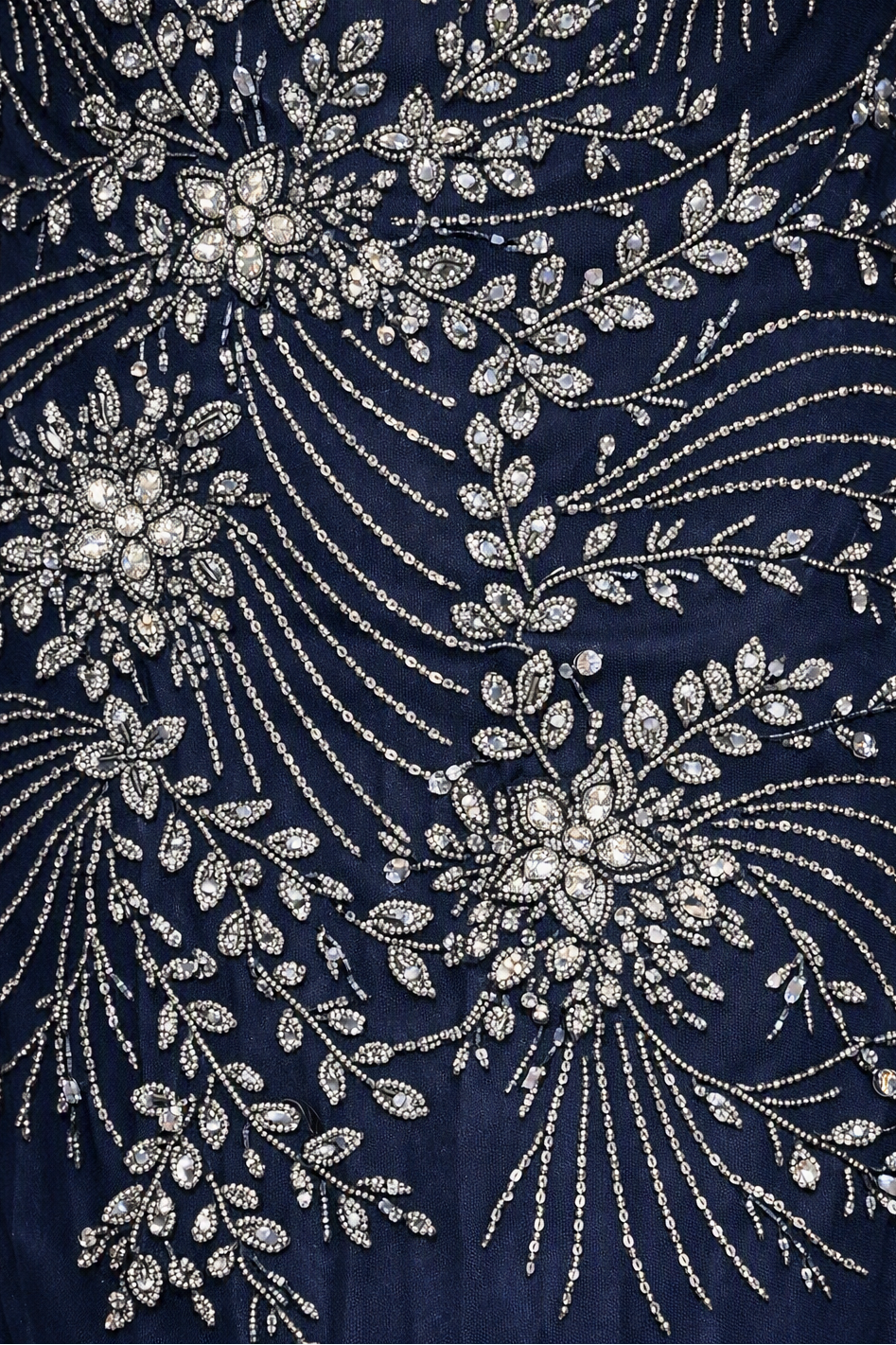 Long Sleeve Queen Anne Beaded Gown | 28874