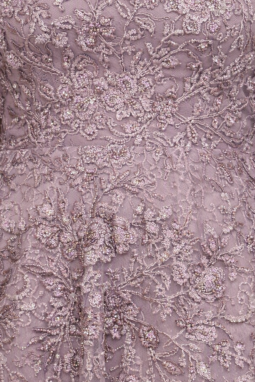 Long Sleeve V-Neck Ombre Lace Gown | 28878