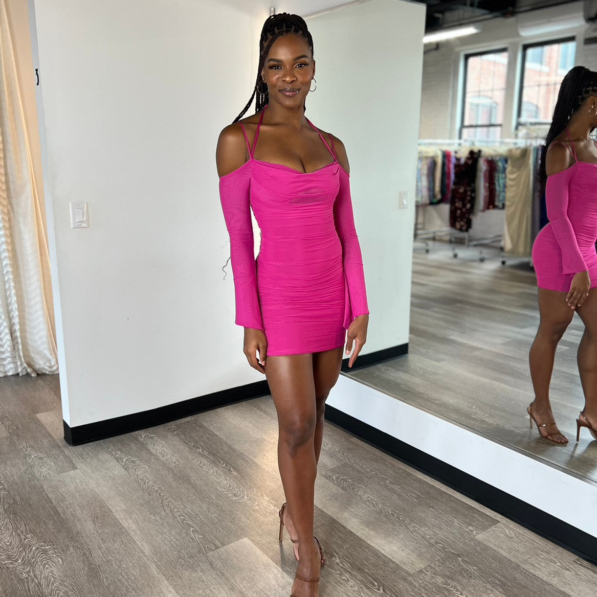 Zoe Mini Dress - Black - Long Sleeve Short Dress - FINAL SALE