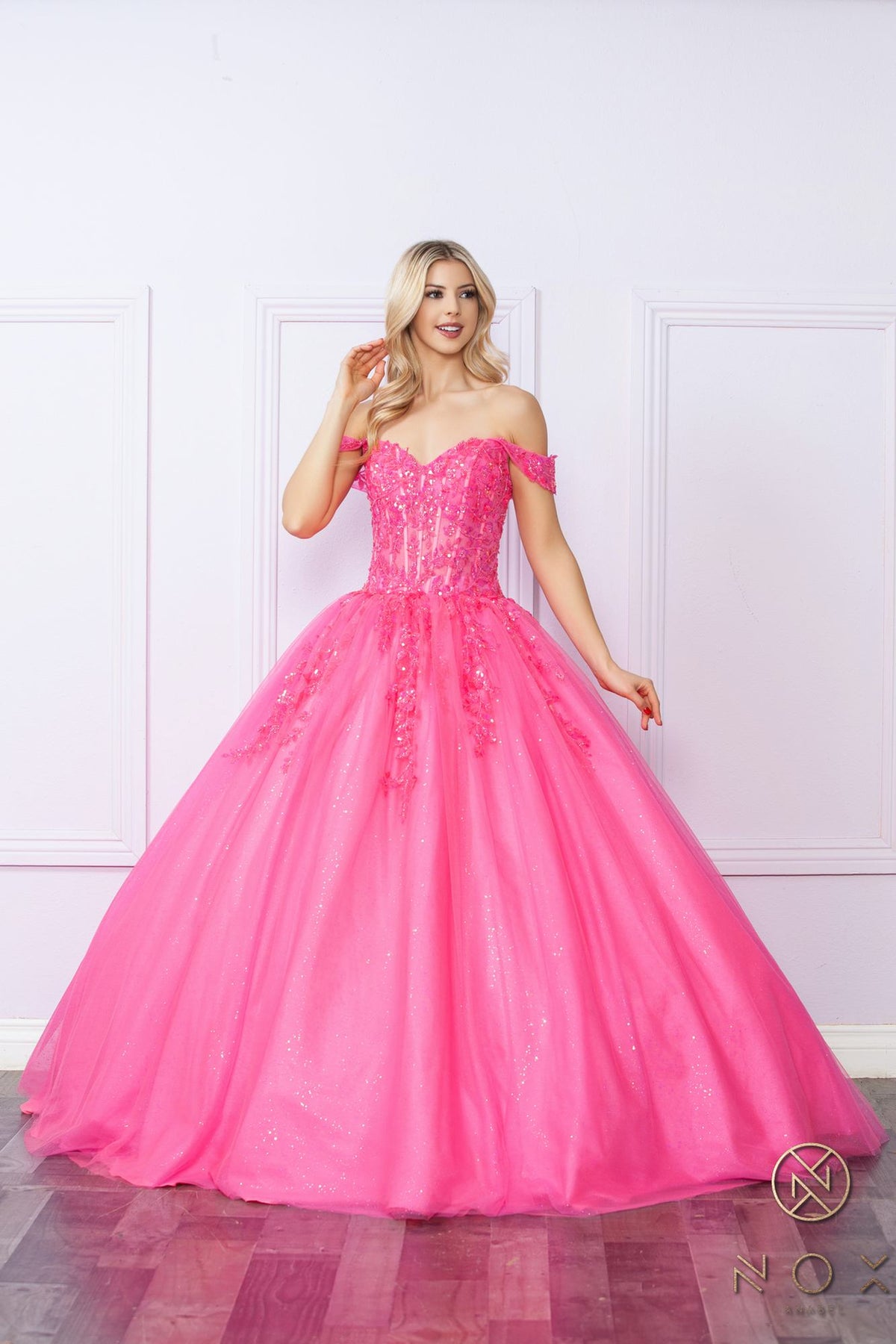 Nox Anabel H1349 Poofy Long Quinceanera Off the Shoulder Ballgown