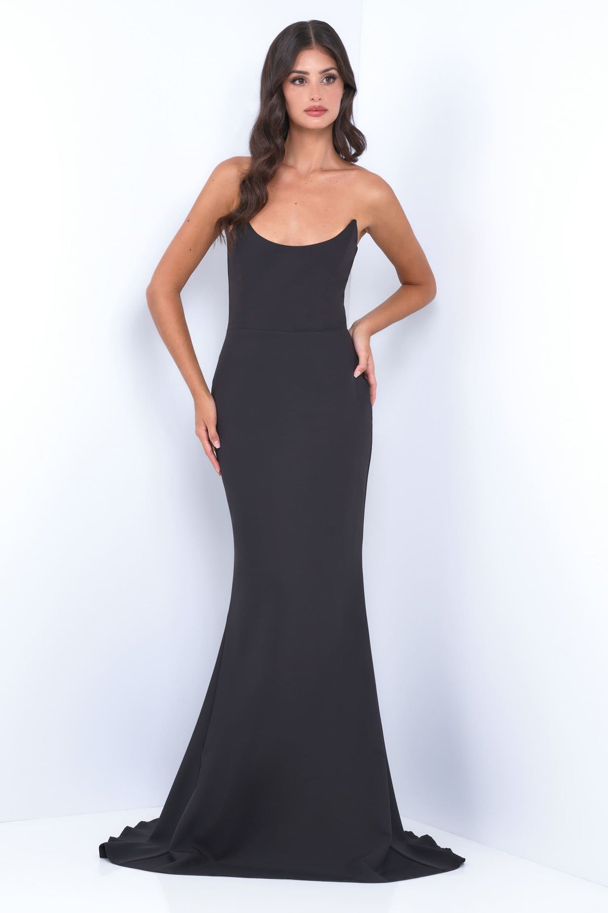 Daris Gown - Black - Cat-Eye Scoop Neckline Dress