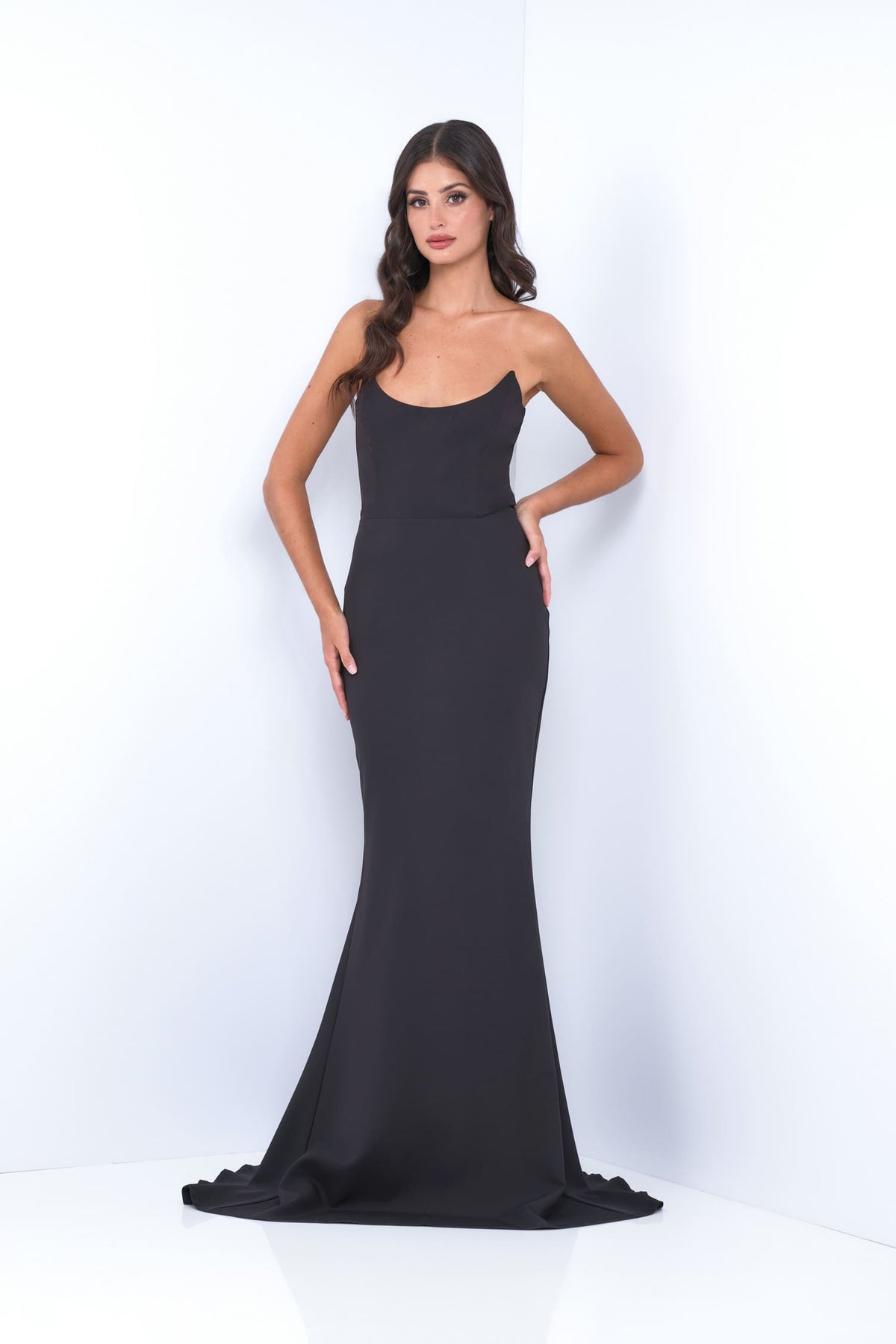 Daris Gown - Black - Cat-Eye Scoop Neckline Dress