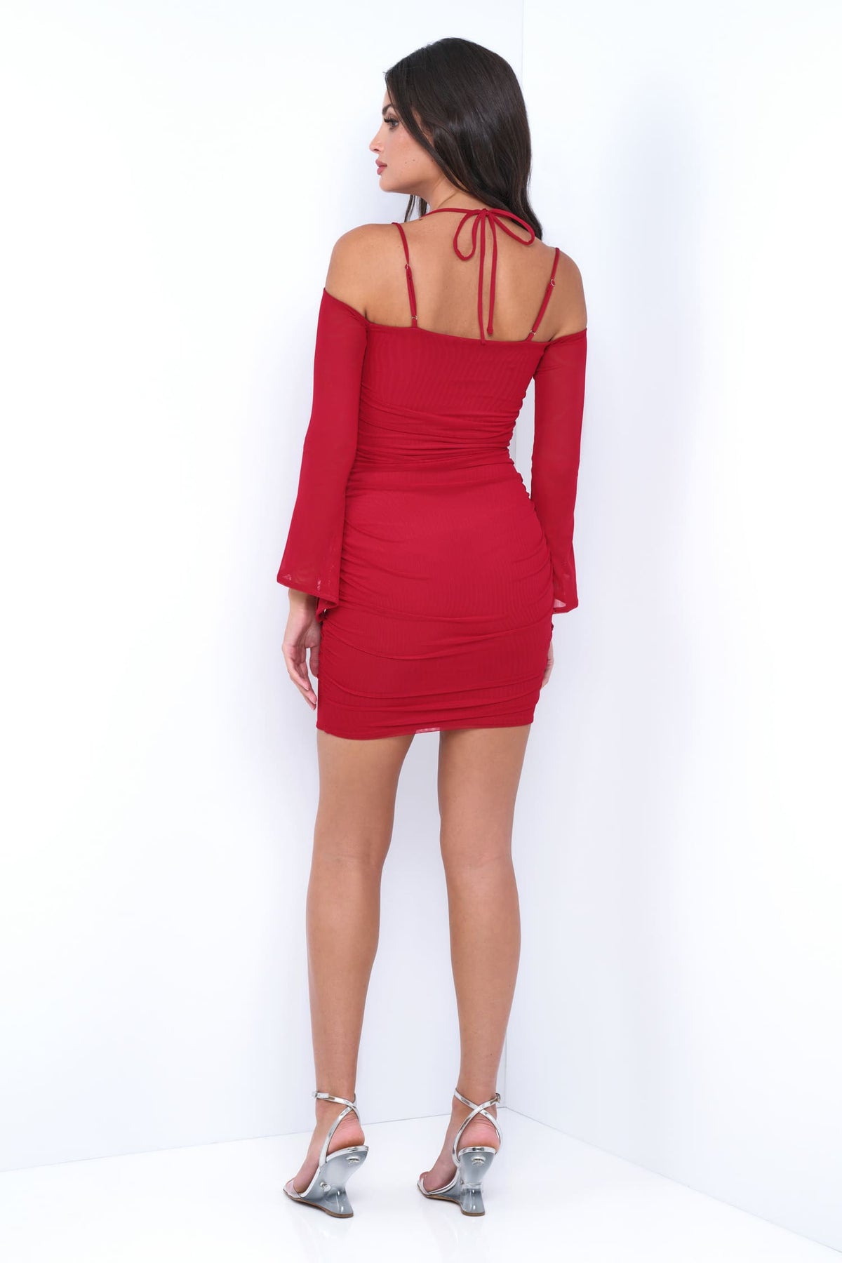 Zoe Mini Dress - Deep Red - Long Sleeve Short Dress - FINAL SALE