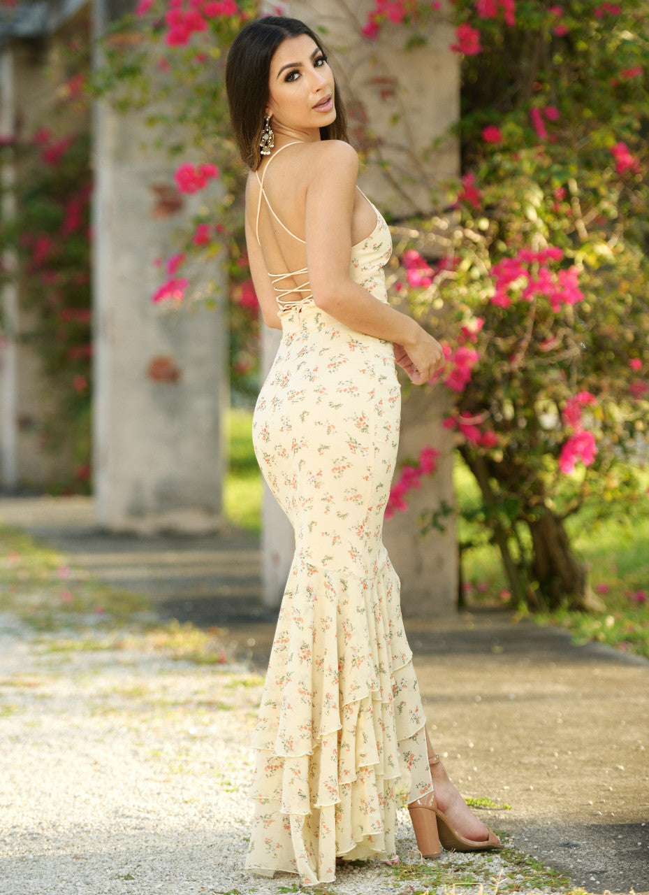 Greta Maxi Dress - Yellow Floral - FINAL SALE